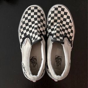 Vans Asher checker slip on shoes youth 3 black white